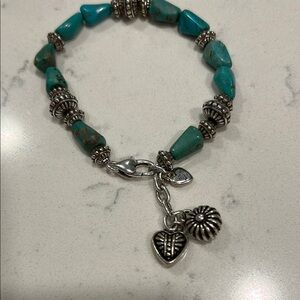 Brighton Teal and Silver Beaded Bracelet